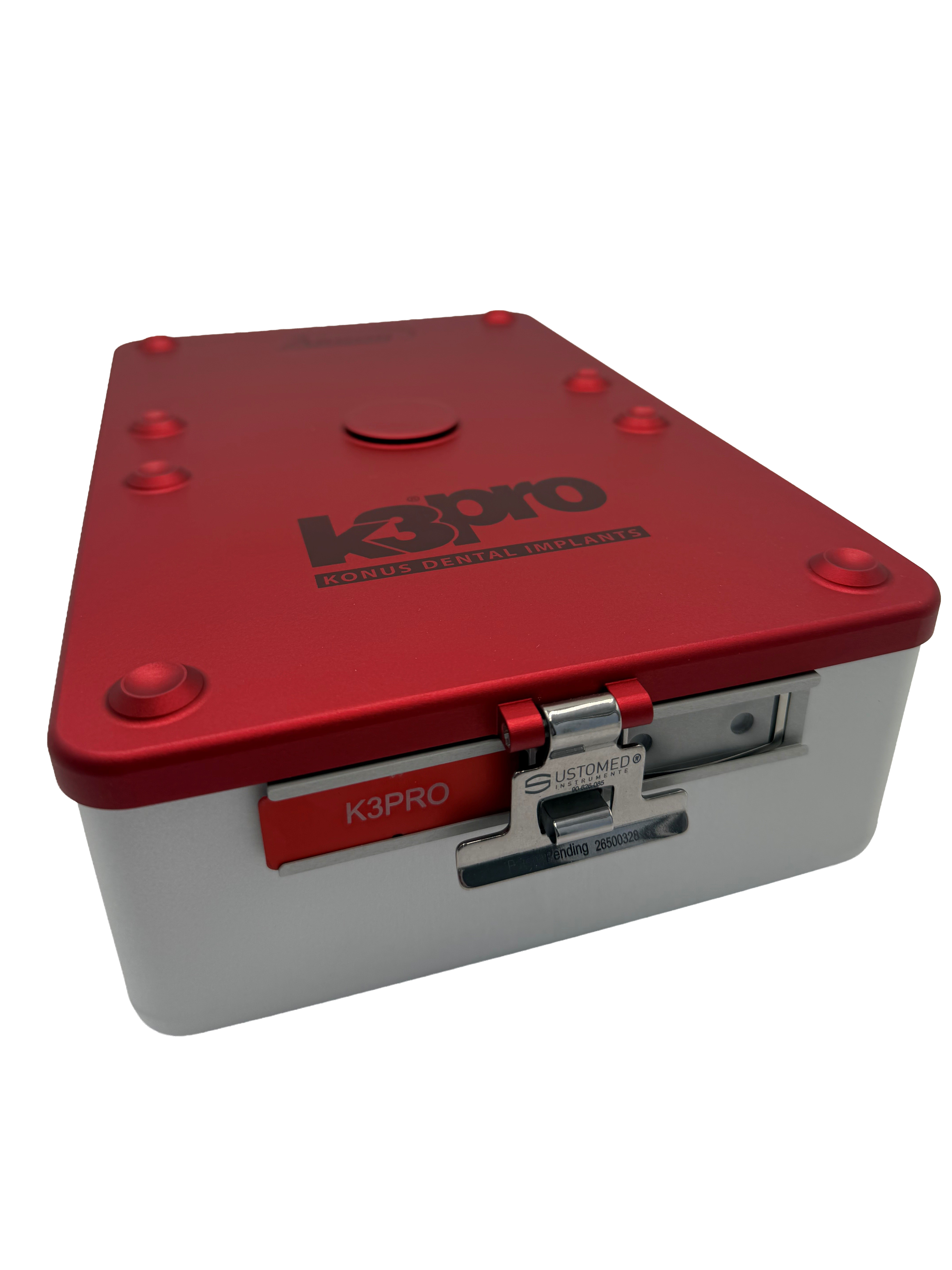 90-626-085 - Steril Container, 8,5cm mit Sicherheitsfilter Deckelfarbe: rot, Argon Dental - K3Pro